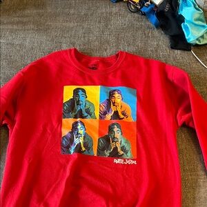 Red Graphic Sweatshirt with Colorful Print